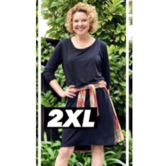 LuLaRoe Solid Black Debbie Dress - Picture 2 of 9